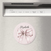 Ästhetische Kokette rosa Schleife personalisierter Magnet (In Situ (Geschirrspüler))