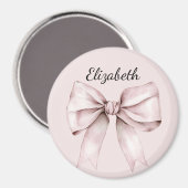 Ästhetische Kokette rosa Schleife personalisierter Magnet (Vorderseite/Rückseite)