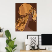 Ästhetische Kunst Schwarzer Mann mit langlebigen K Poster (Heimbüro)