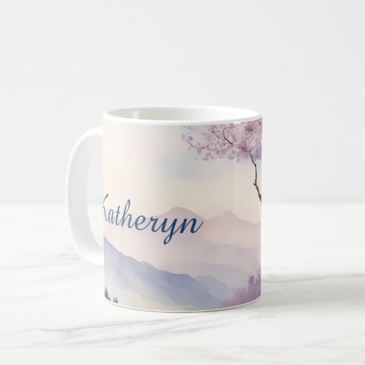 Ästhetische Landschaft Lavendel Tree Gebirge Blaue Kaffeetasse (Vorderseite Links)