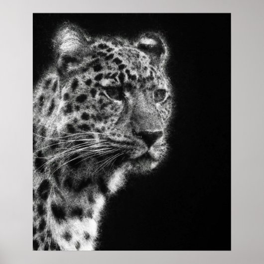 Ästhetische Leopard Cheetah Face Skizze Kunst Poster (Vorne)