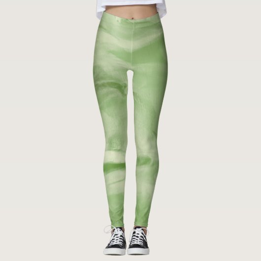Ästhetische Minze Grüne Leggings (Vorderseite)