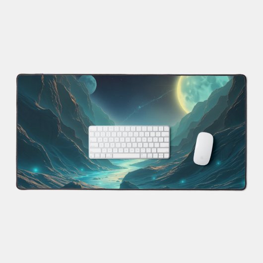 Ästhetische Moon Desk Mat - Große Neopren Mouse Pa Schreibtischunterlage (Tastatur & Maus)