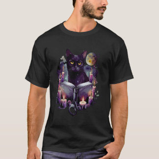 Ästhetische Mystische Katze liest Buch für Katzen  T-Shirt