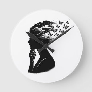 Ästhetische Nacht-Himmel-Schmetterlings-Kunst Runde Wanduhr