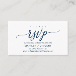 Ästhetische Navy Blue Script, Hochzeit RSVP reagie Begleitkarte