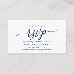 Ästhetische Navy Blue Script, Hochzeit RSVP reagie Begleitkarte