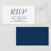 Ästhetische Navy Blue Script, Wedding RSVP reagier Begleitkarte (Vorne/Hinten)