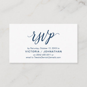 Ästhetische Navy Blue Script, Wedding RSVP reagier Begleitkarte
