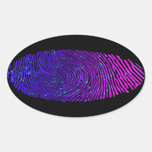 Ästhetische Neon Fingerprint Lumineszenz Ovaler Aufkleber