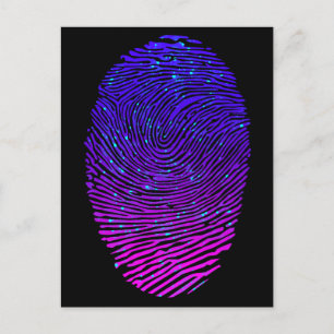 Ästhetische Neon Fingerprint Lumineszenz Postkarte