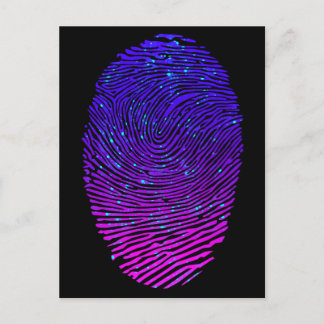 Ästhetische Neon Fingerprint Lumineszenz Postkarte