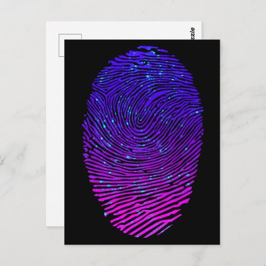 Ästhetische Neon Fingerprint Lumineszenz Postkarte (Vorne/Hinten)