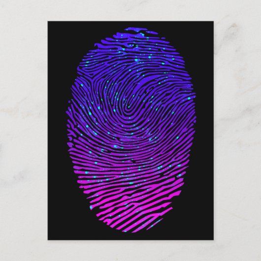 Ästhetische Neon Fingerprint Lumineszenz Postkarte (Vorderseite)