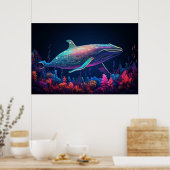 Ästhetische Neon Wal Illustration Poster (Küche)