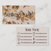 Ästhetische neutrale goldene florale Visitenkarte (Vorne/Hinten)