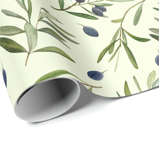 Ästhetische Olive Branches Blätter Geschenkpapier (Rolleneckpunkt)