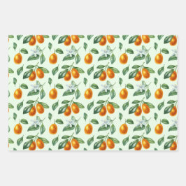 Ästhetische Orange Citrus Frucht Food Geschenkpapier Set