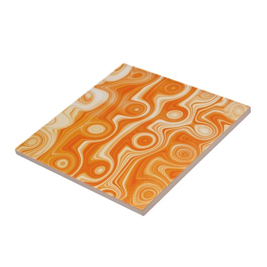 Ästhetische Orange Liquid Swirl Niedlich Retro Mod Fliese (Seite)
