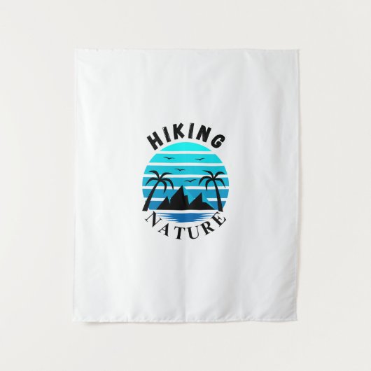 Ästhetische Palmen & Ocean Vibes Retro Tropical Wandteppich (Vorderseite)