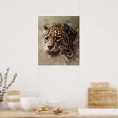 Ästhetische Panther cheetah Gesicht Aquarellmalere Poster (Küche)