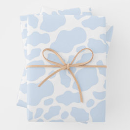 Ästhetische Pastel Light Blue Kuh Geschenkpapier Set