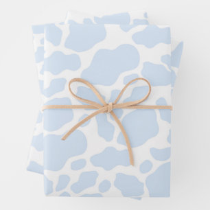 Ästhetische Pastel Light Blue Kuh Geschenkpapier Set