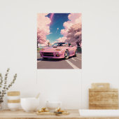 Ästhetische Pastel Pink Auto Driving in Tokyo währ Poster (Küche)