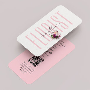 Ästhetische Pastel Pink Florist Boho Bouquet Visitenkarte