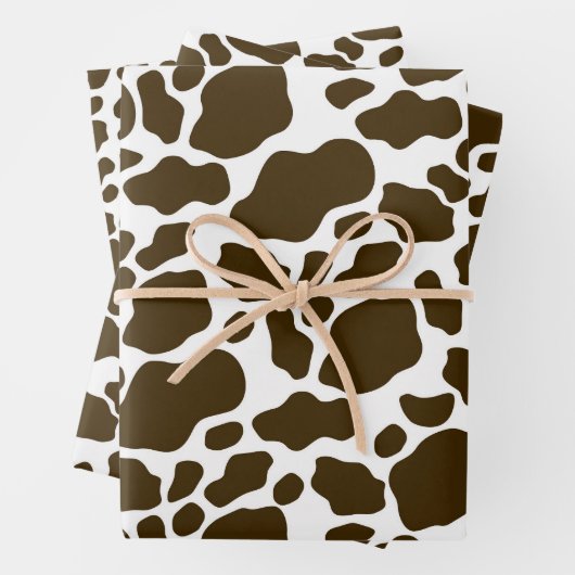 Ästhetische Pastell Brown Cow Print Geschenkpapier Set (Beispiel)