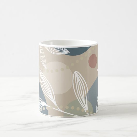 Ästhetische Pastell Dark Green Line Leaf Kaffeetasse (Mittel)