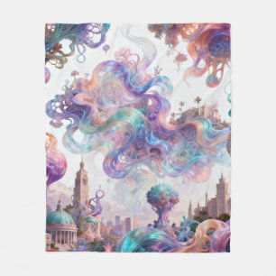 Ästhetische Pastell-Fantasie-Stadt-Etherial-Swirbe Fleecedecke