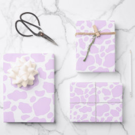 Ästhetische Pastell Lila Kuh Geschenkpapier Set