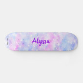 Ästhetische Pastell Wolken Sparkle Personalisiert Skateboard (Horizontal)