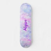 Ästhetische Pastell Wolken Sparkle Personalisiert Skateboard (Vorderseite)