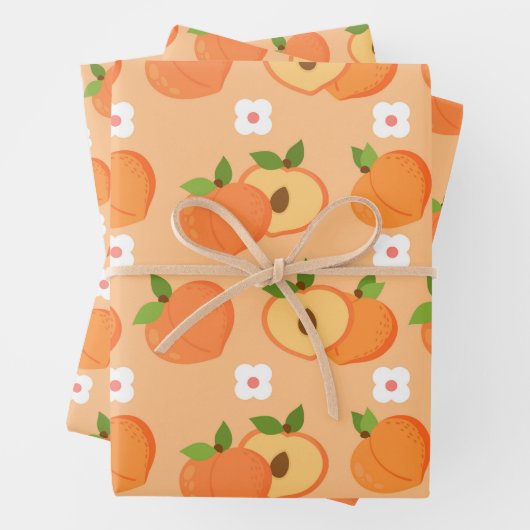 Ästhetische Pfirsichfrüchte Ernährung Daisy Geschenkpapier Set (Beispiel)