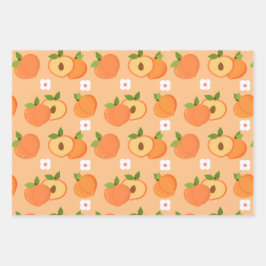 Ästhetische Pfirsichfrüchte Ernährung Daisy Geschenkpapier Set