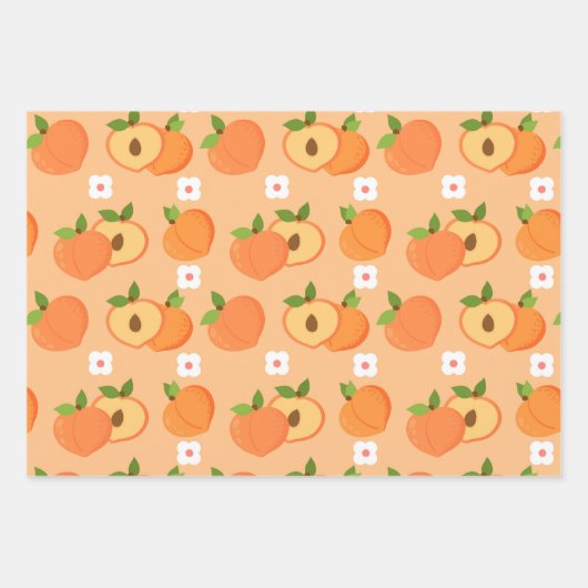 Ästhetische Pfirsichfrüchte Ernährung Daisy Geschenkpapier Set (Vorderseite)