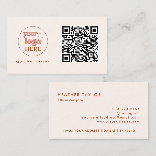 Ästhetische QR-Code Kleinunternehmerkarten Visitenkarte (Vorne/Hinten)
