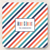 Ästhetische Retro Streifen farbenfrohe Linien Weih Getränkeuntersetzer (Vorderseite)