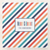 Ästhetische Retro Streifen farbenfrohe Linien Weih Glasuntersetzer (Vorderseite)