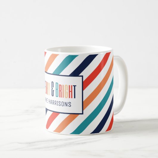 Ästhetische Retro Streifen farbenfrohe Linien Weih Kaffeetasse (VorderseiteRechts)