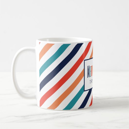Ästhetische Retro Streifen farbenfrohe Linien Weih Kaffeetasse (Links)