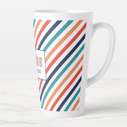 Ästhetische Retro Streifen farbenfrohe Linien Weih Milchtasse (Rechts)