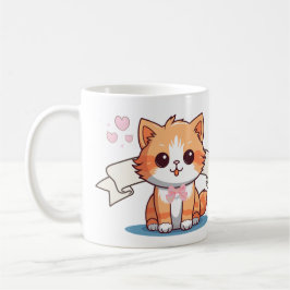 Ästhetische Ribbon Niedlich Orange Pink Lover Katz Kaffeetasse