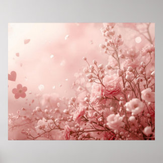 Ästhetische rosa Blumen an einer Valentinstag-Wand Poster