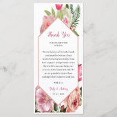 Ästhetische rosa Blüten-Tisch-Dankeskarten Programm (Vorderseite)