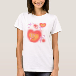 Ästhetische rosa und orange Herzen T-Shirt