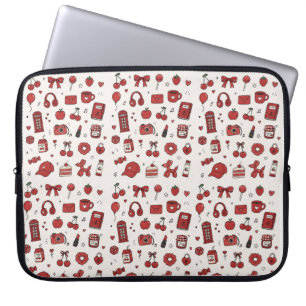 Ästhetische rote Doodle-Muster-Laptop-Hülle Laptopschutzhülle