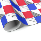 Ästhetische rote Schwarz-weiße und blaue geometris Geschenkpapier (Rolleneckpunkt)